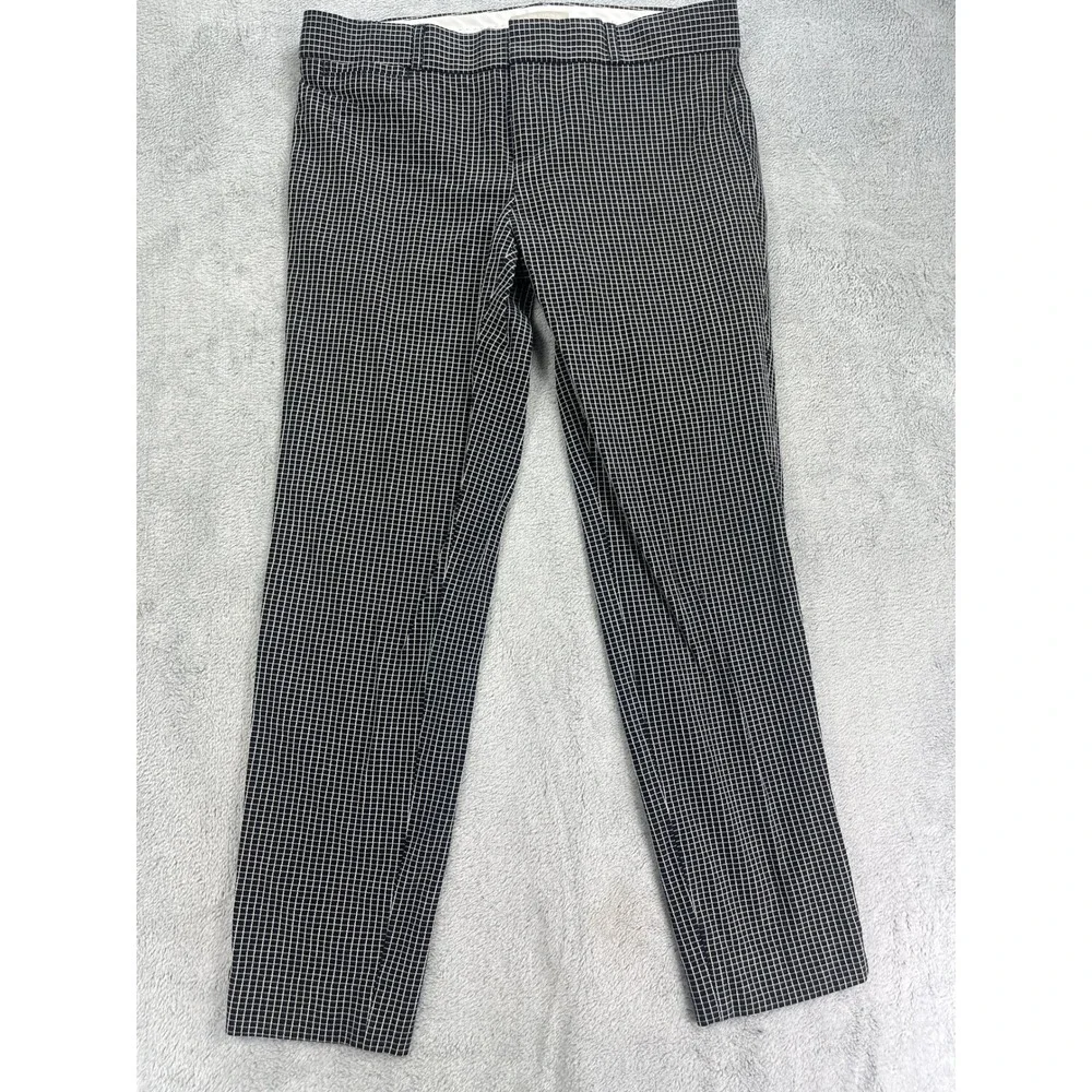 Banana Republic Dress Pants Women 10 Black Sloan Skinny Grid Pattern Ankle Fit